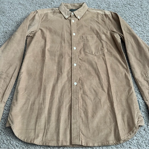 French Connection Corduroy Button Down Shirt Tan Mens Size S - Picture 5 of 13